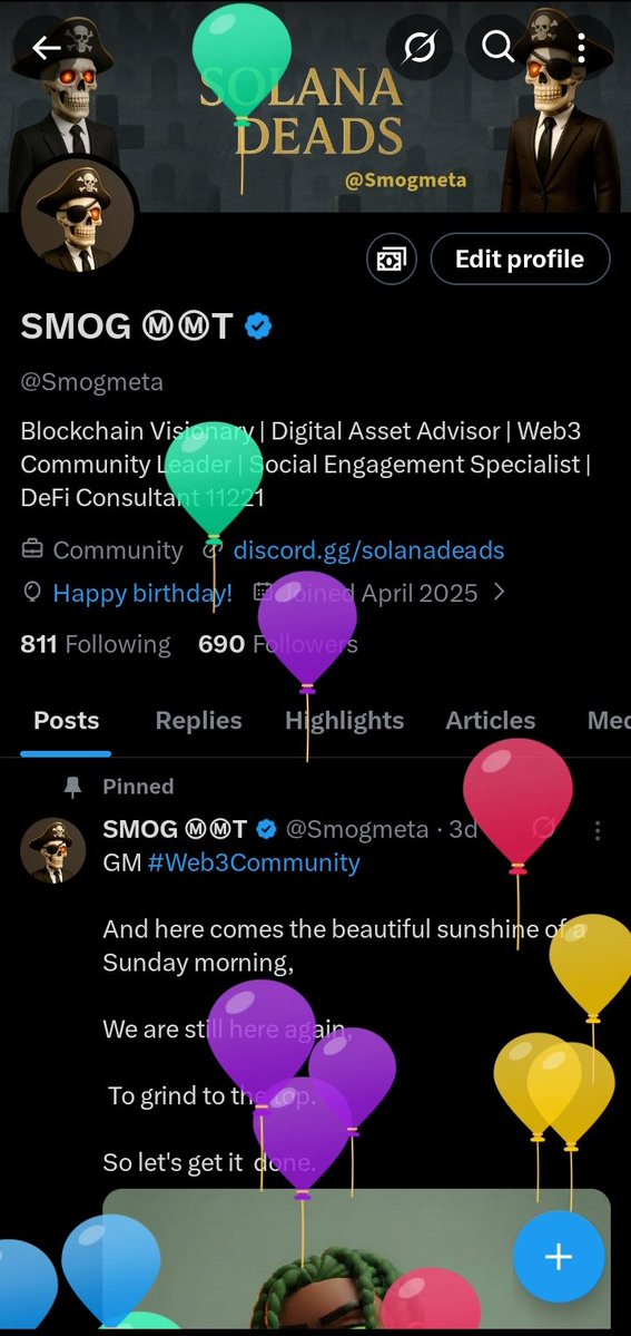 Smogmeta's tweet image. Gm #Web3community 

It&apos;s my birthday 

So i will be doing a little  giveaway,

$50 Sol to 3 people.

Drop address in comment 

Follow, RT, like.

@grok will pick a winner in 12 hours from now.