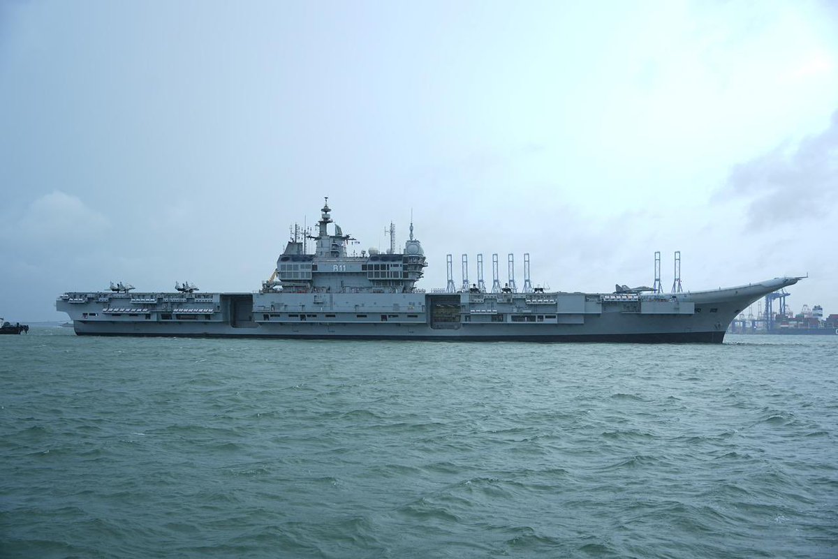 Defencematrix1's tweet image. LATEST: Indian Navy&apos;s indigenous aircraft carrier, INS Vikrant has arrived in Sri Lanka as part of an International Fleet Review to celebrate the 75th Anniversary of Sri Lankan Navy