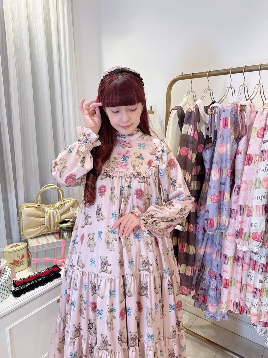 テディベア柄のロングワンピース👗はかなり楽ちんで着心地最強なので