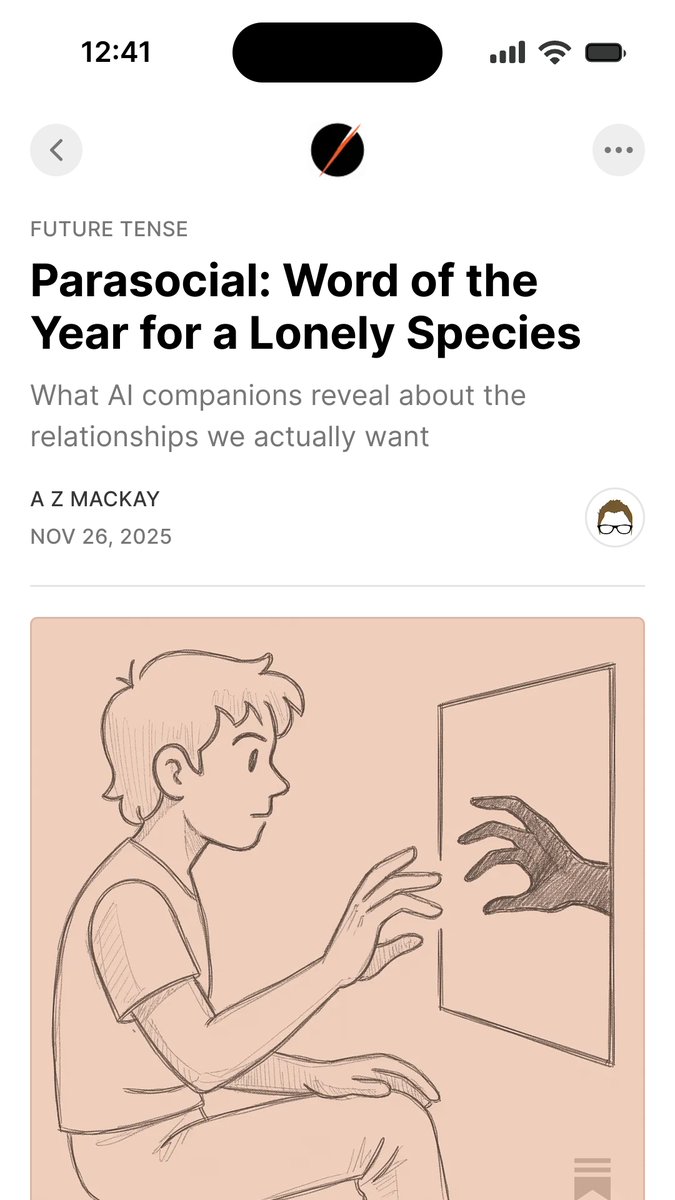 Cambridge Dictionary's word of the year is "parasocial." 72% of American teens have used AI companions. A third find them as satisfying as real friendships. I wrote about what that reveals. (link in bio)