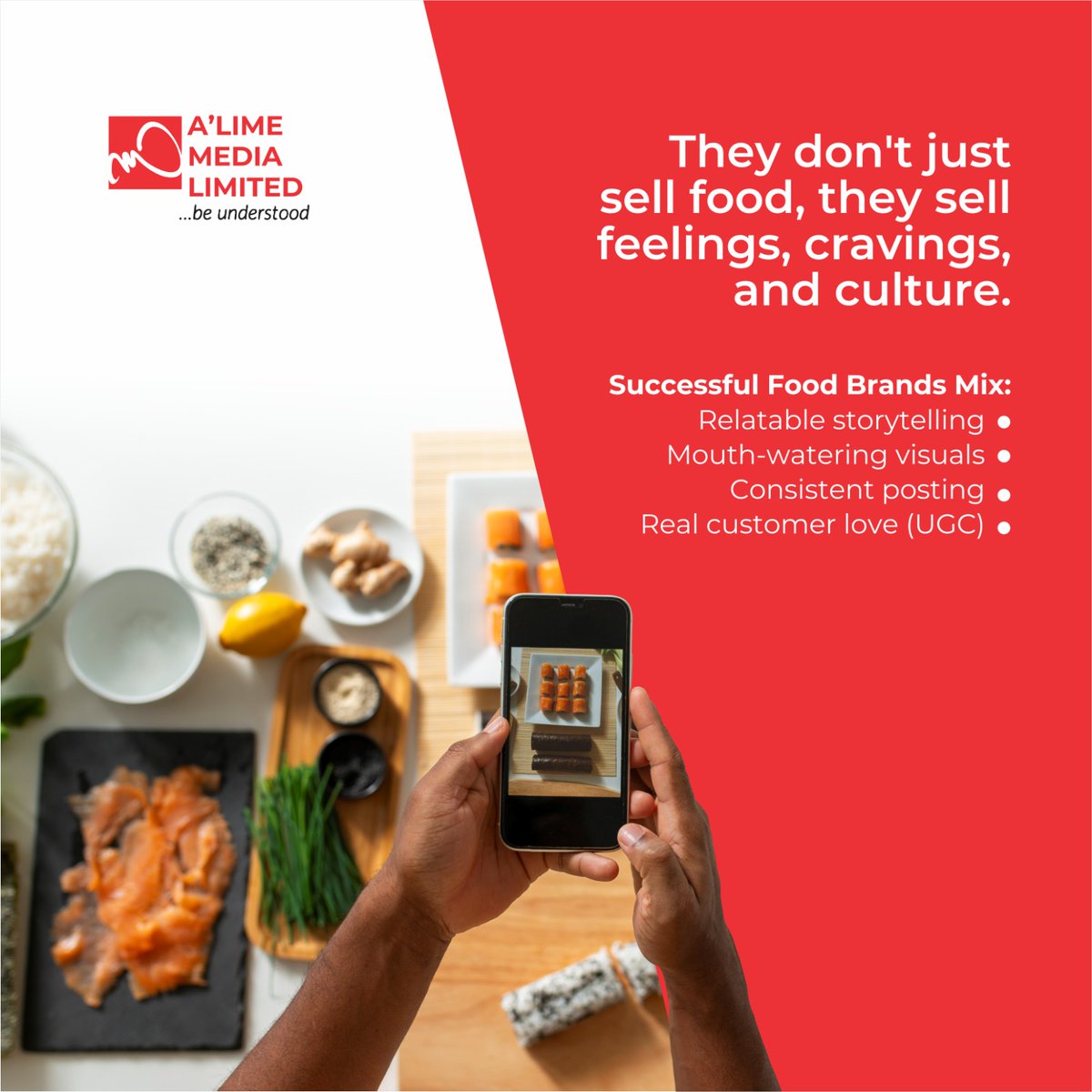 AlimeMedia's tweet image. Behind every trending food content is a recipe... not just for meals, but for strategy.

Food brands that win focus on feelings first, then flavours.

That’s the real sauce.

#FoodMarketing #BrandStrategy #ContentTips