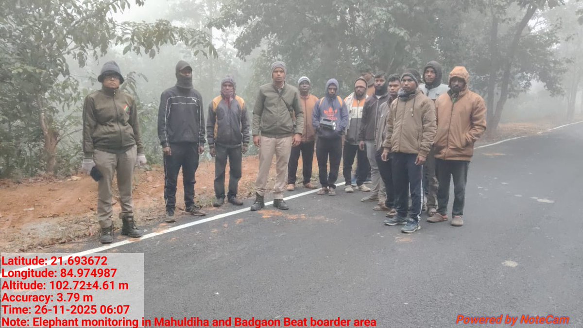 DfoBonai's tweet image. Joint elephant tracking conducted by #Bonai Section and #Mahuldiha Section in the Mahuldiha–Badgaon Beat border area of Kuliposh Range #Continuous monitoring to manage #HEC and ensure safe movement of elephants🐘🌿📍
@pccfodisha 
@Prem_CWLWOdisha
@RourkelaRc79045