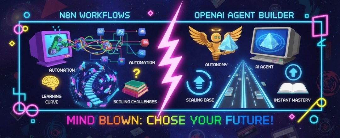 devloperhs's tweet image. For startup teams, developers, and growing businesses, choosing the right automation tool can be the hardest challenge.

So this blog compares two prime tools Agent Builder &amp;amp; N8N in terms of:
&amp;gt; merits.
&amp;gt; demerits.
&amp;gt; features.
&amp;gt; scenario to use.
Happy Reading , link in comment!