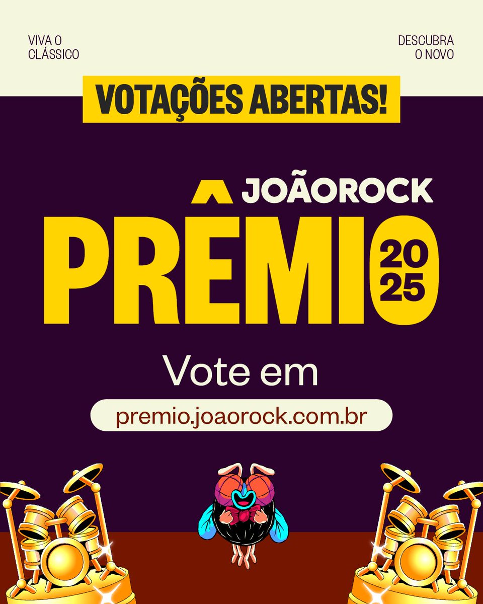 SOLTEI! Corre no site e VOTE no seu artista favorito. Agora é sua vez de decidir quem merece levar o título do #PrêmioJoãoRock pra casa.

🖇️ LINK: premio.joaorock.com.br