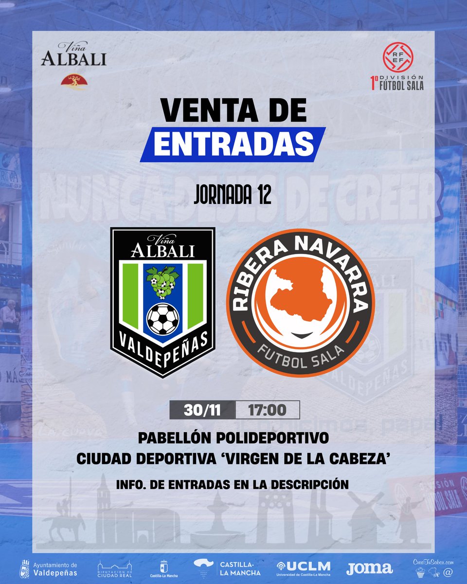 VinaAlbaliFS's tweet image. 🎟️ 𝐕𝐞𝐧𝐭𝐚 𝐚𝐧𝐭𝐢𝐜𝐢𝐩𝐚𝐝𝐚 𝐝𝐞 𝐞𝐧𝐭𝐫𝐚𝐝𝐚𝐬 𝐩𝐚𝐫𝐚 𝐞𝐥 𝐩𝐚𝐫𝐭𝐢𝐝𝐨 𝐜𝐨𝐧𝐭𝐫𝐚 𝐀𝐓𝐏 𝐈𝐥𝐮𝐦𝐢𝐧𝐚𝐜𝐢𝐨́𝐧 𝐑𝐢𝐛𝐞𝐫𝐚 𝐍𝐚𝐯𝐚𝐫𝐫𝐚 𝐅𝐒 

👉🏼 fsvaldepenas.com/noticia/notici…

#ViñaAlbaliValdepeñas #PrimeraDivisiónFS
