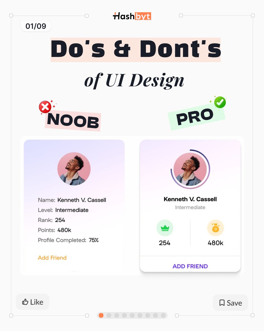 hashbyt's tweet image. UI isn’t about decorating screens.
 It’s about removing friction.
 Here are 9 deadly mistakes designers make (and how to fix them) 👇
 #UIDesign #UX #DesignTips