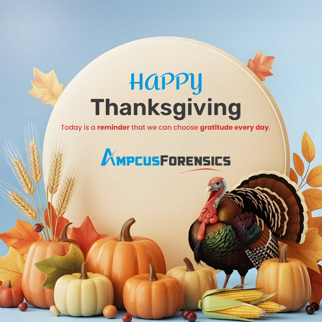 AmpcusForensics's tweet image. 🍁 Today, we celebrate the spirit of appreciation, resilience and togetherness.

May we all be reminded to value the moments, relationships and opportunities that shape us.
 
Happy Thanksgiving from the Ampcus Forensics team! 🦃
 
#Thanksgiving #Gratitude #ClientAppreciation