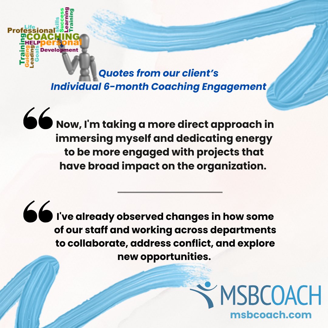 MSBCOACH's tweet image. We invite you to checkout our individual coaching process:
msbcoach.com/solutions/indi…
#stressmanagement #strategicplan #leadership development #growthmindset #management #professionalwomen #humanresources #linkedin #msbcoach