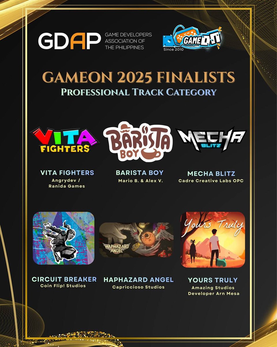 TeamCapriccioso's tweet image. Haphazard Angel got nominated as a GameOn 2025 finalist in multiple categories and we’re honestly grateful to be on the list alongside so many talented teams and awesome games!!

#gameon2025 #Awards #indiegamedevelopers #indieartist #videogames