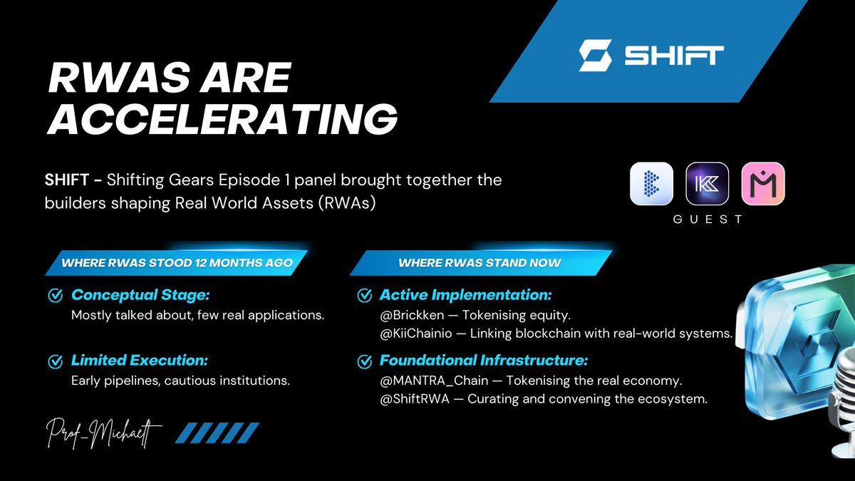 prof_michaelt's tweet image. If you think RWAs are hype, this panel from @ShiftRWA will change your mind.

The momentum around Real World Assets (#RWAs) has never been louder, and trust me as a Social Miner with @TheDAOLabs I know cause I have worked with a #RWA project before, but noise means nothing…