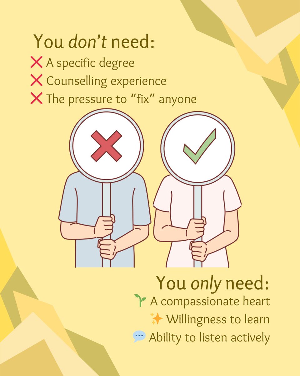 SnehiDelhi's tweet image. If you’re someone who listens deeply, wants to grow, believes in the power of human connection, The Listening Ear may be for you.
A year-long, guided learning journey where you receive training, mentorship &amp;amp; a supportive community while serving on our emotional support helpline💙