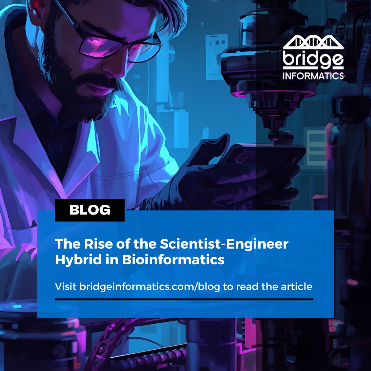 Bridge_Info_USA's tweet image. The future of #bioinformatics belongs to the scientist-engineer hybrid, experts who merge #biology with software #engineering to build reproducible, scalable, cloud-ready science.  Read more about this role in our blog: bridgeinformatics.com/the-scientist-… #DataScience #ComputationalBiology