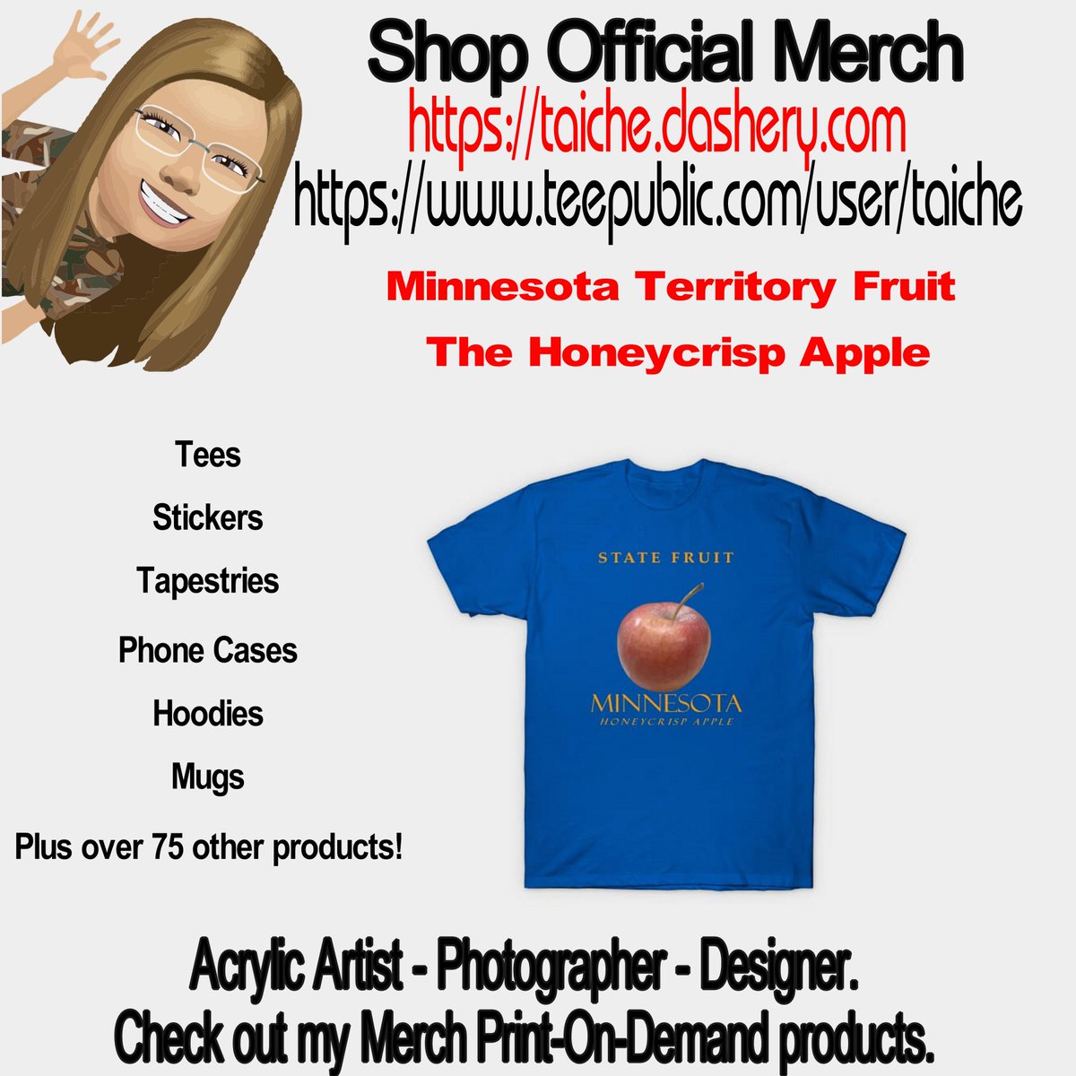 TaicheTees's tweet photo. Minnesota Territory Fruit The Honeycrisp Apple - Minnesota - #TShirt #teepublic  #taiche #minnesota #minnesotastate #stateofminnesota #Honeycrisp #Maluspumila #apple #cultivar #fruit #32ndstate #minnesotaday #nationalminnesotaday https://t.co/Vw3Oyd8xRS https://t.co/1bGwhupQDZ