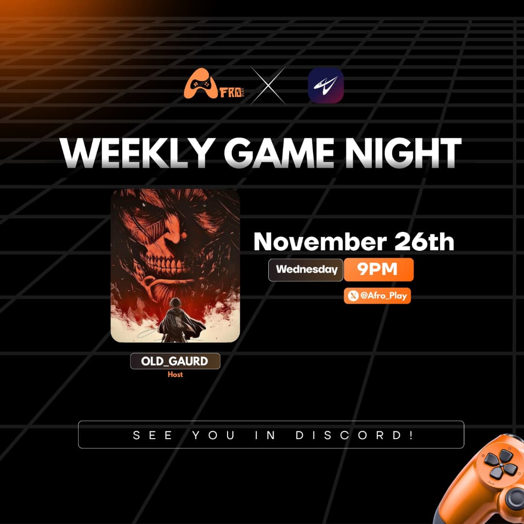 Gamers Assemble! 

Tonight, we'll be playing <a href="/SlipshotGame/">Slipshot</a> by <a href="/SlingshotDAO/">Slingshot DAO</a> and our host will be <a href="/OldguardGaming_/">OLD GUARD</a> . 

Time: 9PM WAT

Come join us: discord.gg/svE4dFps