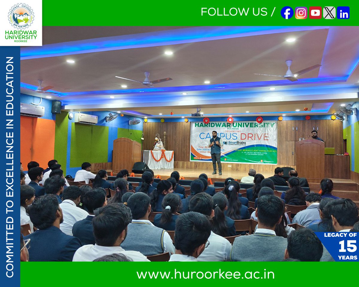 HURoorkee's tweet photo. Haridwar University, Roorkee is pleased to announce that a Campus Drive in collaboration with Smart Brains Engineers & Technologist Pvt Ltd. has been completed.
#HaridwarUniversity #CampusDrive #SmartBrains #HCLHiring #PlacementOpportunity
#HUPlacements #CareerOpportunities https://t.co/NqOmFylCch