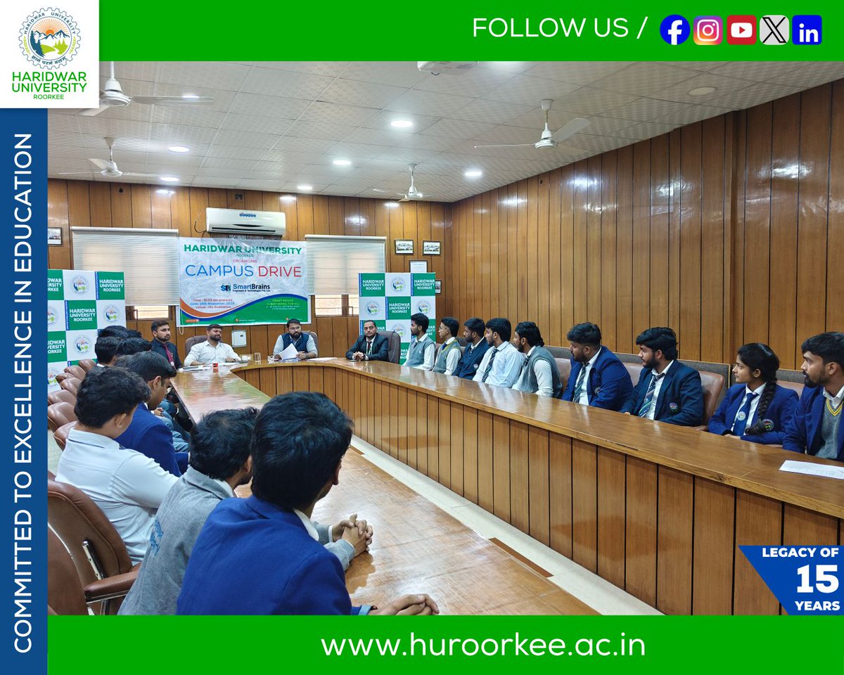 HURoorkee's tweet photo. Haridwar University, Roorkee is pleased to announce that a Campus Drive in collaboration with Smart Brains Engineers & Technologist Pvt Ltd. has been completed.
#HaridwarUniversity #CampusDrive #SmartBrains #HCLHiring #PlacementOpportunity
#HUPlacements #CareerOpportunities https://t.co/NqOmFylCch