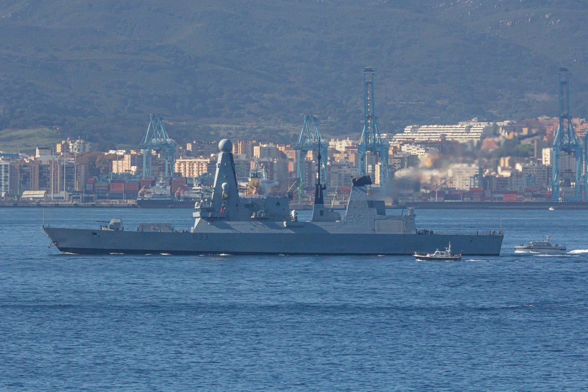 HMS Richmond, Prince of Wales and Dauntless sailed from Gibraltar today.

Now returning to the UK after their 8-month deployment.

(Src: <a href="/COMUKCSG/">UK Carrier Strike Group</a>)