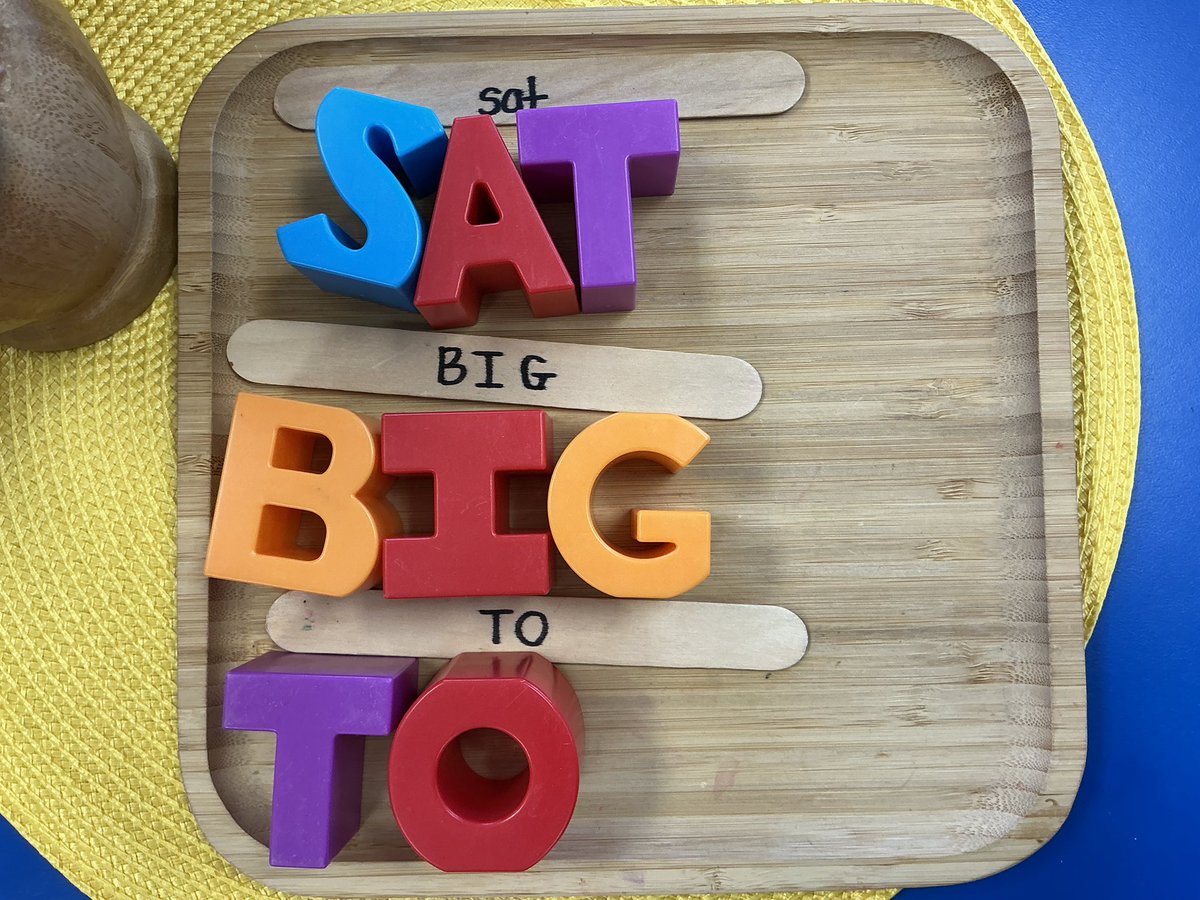 KingswoodKinder's tweet image. M.S. is identifying letters and decoding/building/writing different CVC and high frequency words using the alphabet blocks.