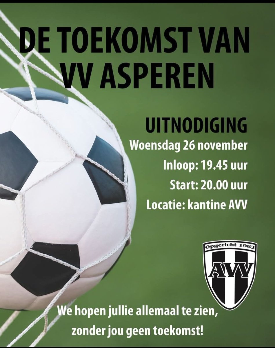 Tot vanavond in de kantine van vv Asperen.