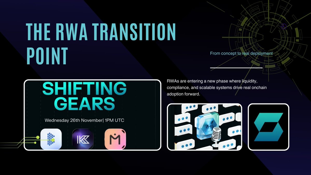 GodwinEze6's tweet image. Shifting Gears: Episode 1 by @ShiftRWA delivered a precise look at how Real World Assets have transformed from a promising niche into a foundational layer of onchain utility. A year ago, conversations around RWAs were mostly theoretical—focused on potential use cases, early…