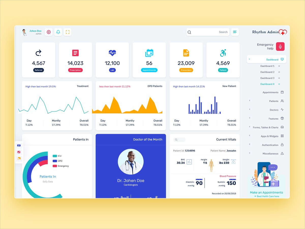 MultiStoreTheme's tweet image. Doctor Admin Dashboard with Patient Management &amp;amp; Medical Analytics
.
Buy Now: themeforest.net/item/rhythm-me…
.
#hospitaldashboard #hospitaladmindashboard #productdashboard #medicaldashboard #medicaladmin #doctordashboard #doctoradmintemplate #patientdashboard