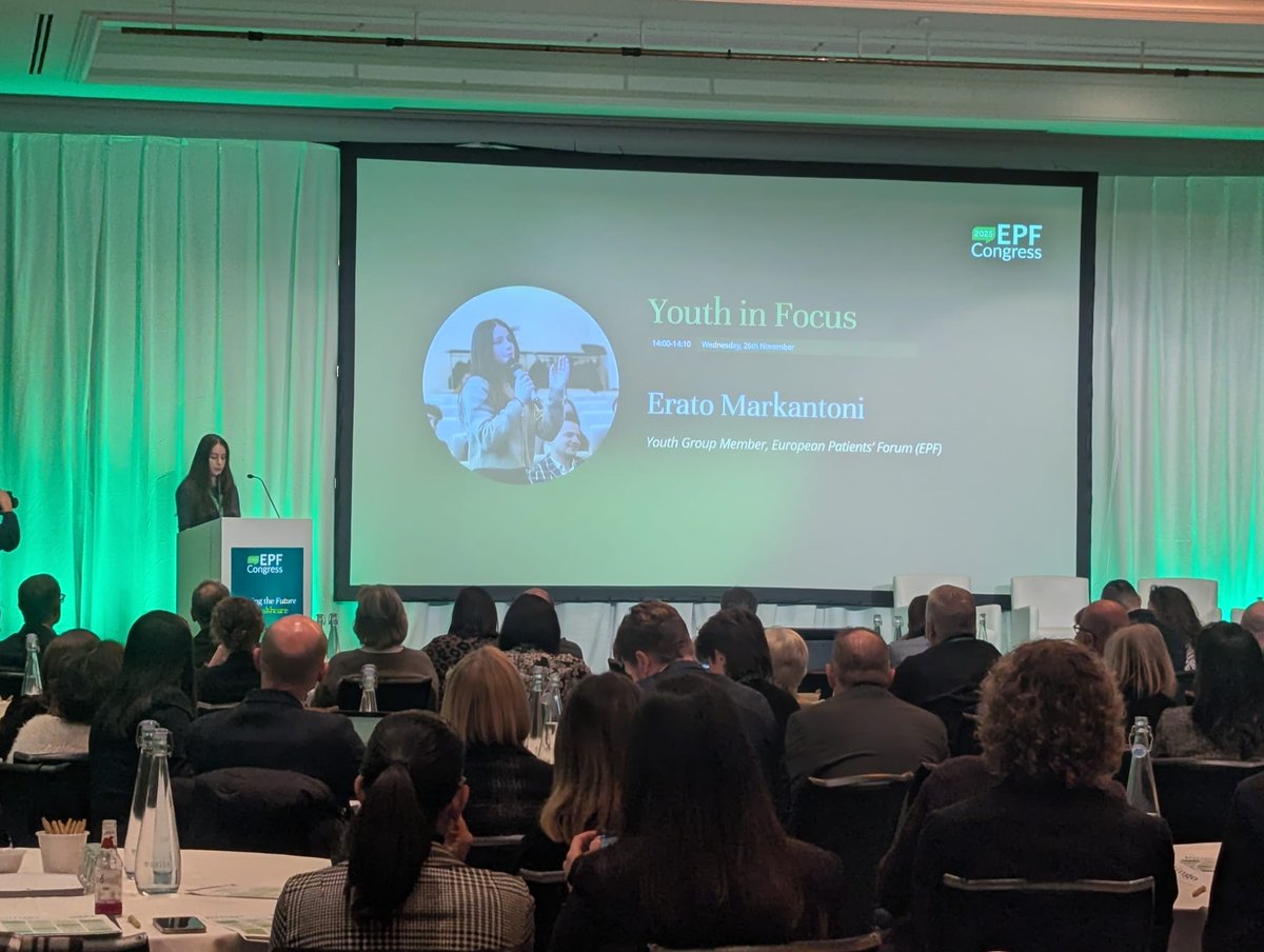 eupatientsforum's tweet image. "Young people show us where resilience is",  says Erato Markantoni, EPF Youth Group Member, for the first of our “Youth in Focus” presentations ❤️ Young voices are shaping the future of #PatientEngagement 🌟#EPFCongress2025