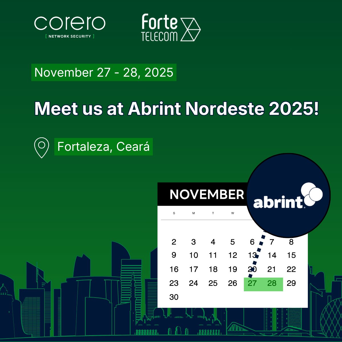 Corero's tweet image. #AbringNordeste2025 is almost here! 

We&apos;re joining forces with Forte in Fortaleza to show ISPs how edge-based #DDoS protection delivers real-time defense without the bottlenecks. 

Stronger #networks. Better visibility. Zero compromise. 

Meet with us: hubs.li/Q03VR_fN0