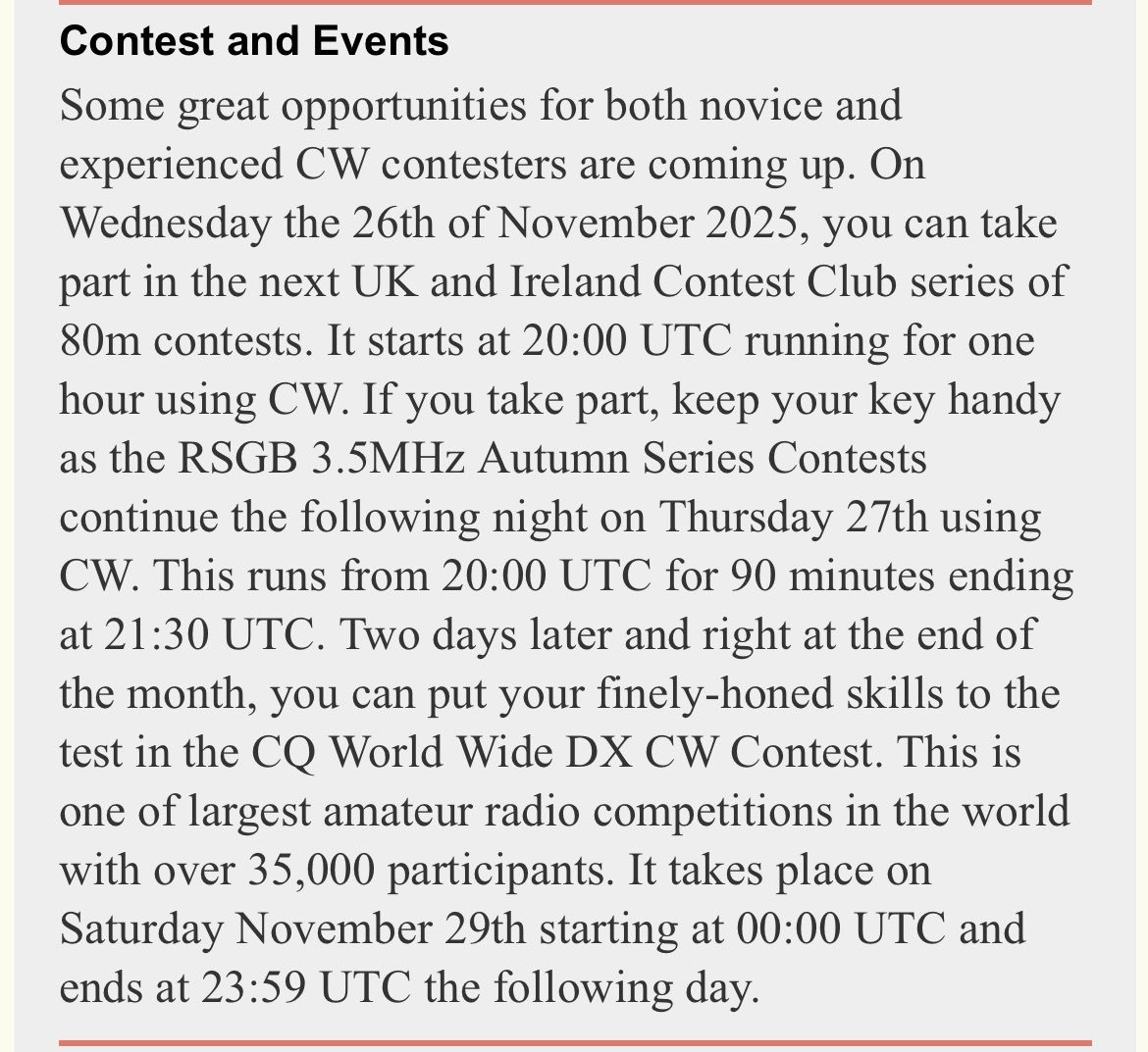 seargnews's tweet image. Uk And Ireland Novice And Advanced #CW Contest Today Wednesday 26th November 2025 
irts.ie/cgi/thisweek.c…
#IRTS #Morsecode #UK #CW #Ireland #DXCW #SWL
