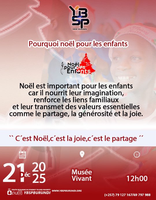 ybspburundi's tweet photo. C’est bientot le Noël Pour les Enfants.

#YBSP
#footballhelps
#NPE 
#EspritDeNoël 
#MagieDeNoël 
#FêteDeNoël
#Sourires 
#PetitsCœurs 
#Noël2025 https://t.co/vrxBLrV4Wq