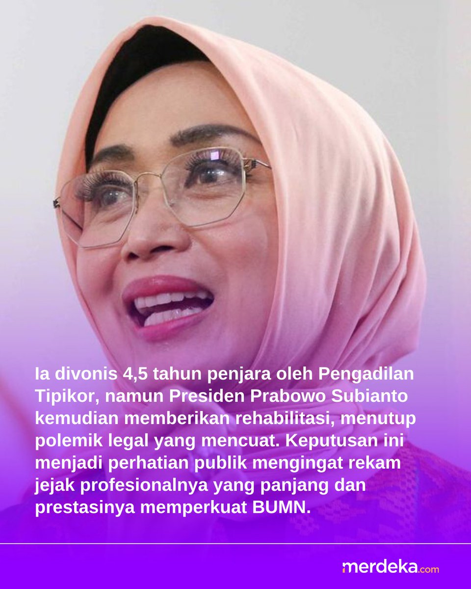 merdekadotcom's tweet photo. Ira Puspadewi menunjukkan rekam jejak profesional yang kuat. Penanganan hukum yang berakhir dengan rehabilitasi membantu memulihkan reputasinya sambil tetap fokus pada inovasi dan kemajuan perusahaan negara ini.
#mdkan #mdknbl #merdekadotcom https://t.co/Sqc7ijFZpN
