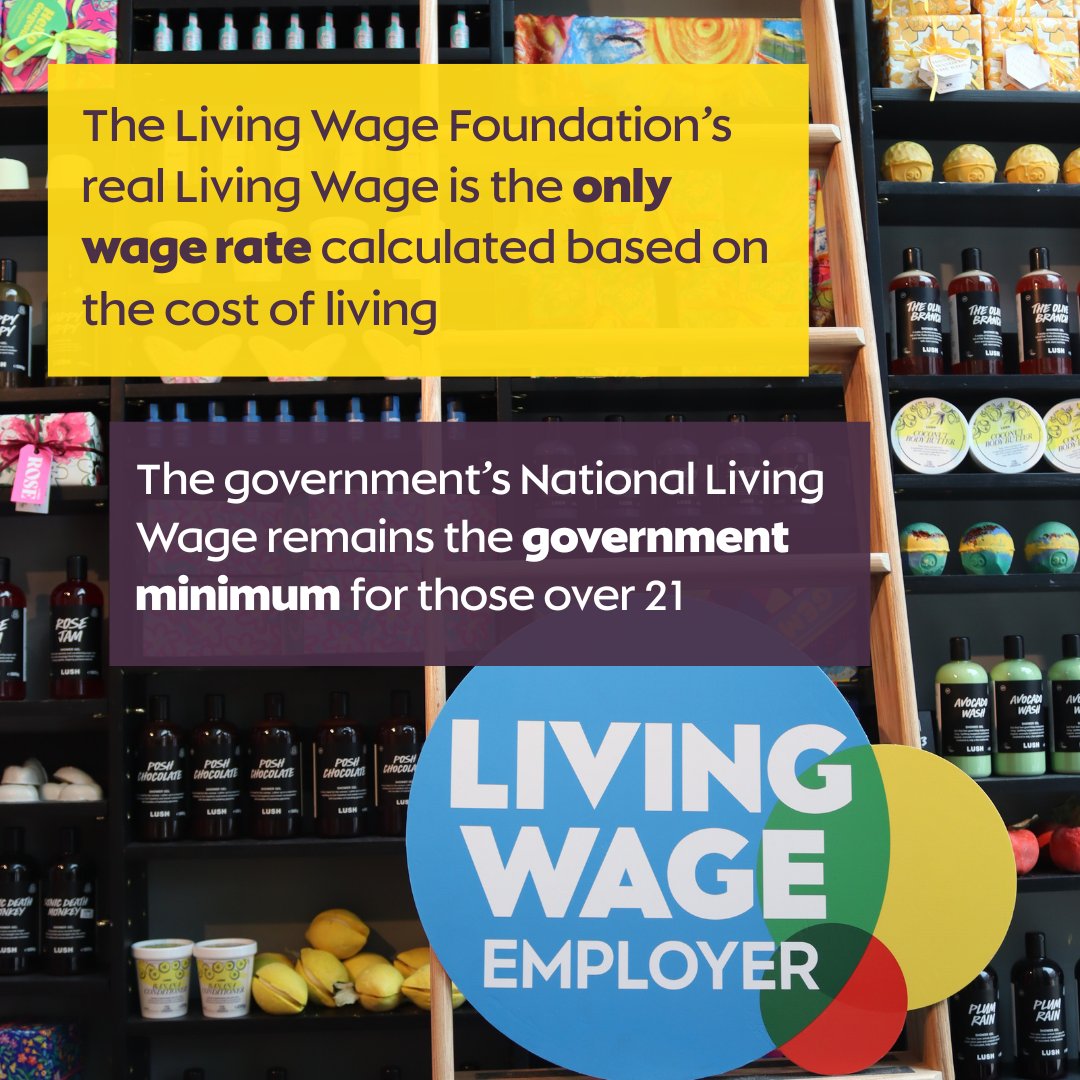 LivingWageUK's tweet photo. From April 2026 the National Living Wage will rise to £12.71 — but it’s just the minimum.

The real Living Wage is the only wage rate based on the actual cost of living.

Full-time workers earn:
🪙 £1,440 more on the real Living Wage 
🪙 £4,070 more on the London Living Wage https://t.co/v1SbJsvfq1
