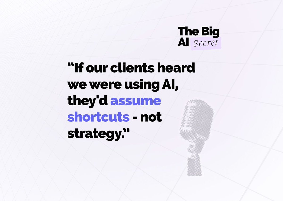 MaybeTech's tweet image. Companies fear saying “We use AI” will hurt their brand.
But 84% of customers expect it.
Silence isn’t safety — it’s missed opportunity.
Tell the story. Win the trust.
🔗 Read more about #TheBigAISecret maybetech.com/blog/the-big-a… 
#AILeadership #Marketing