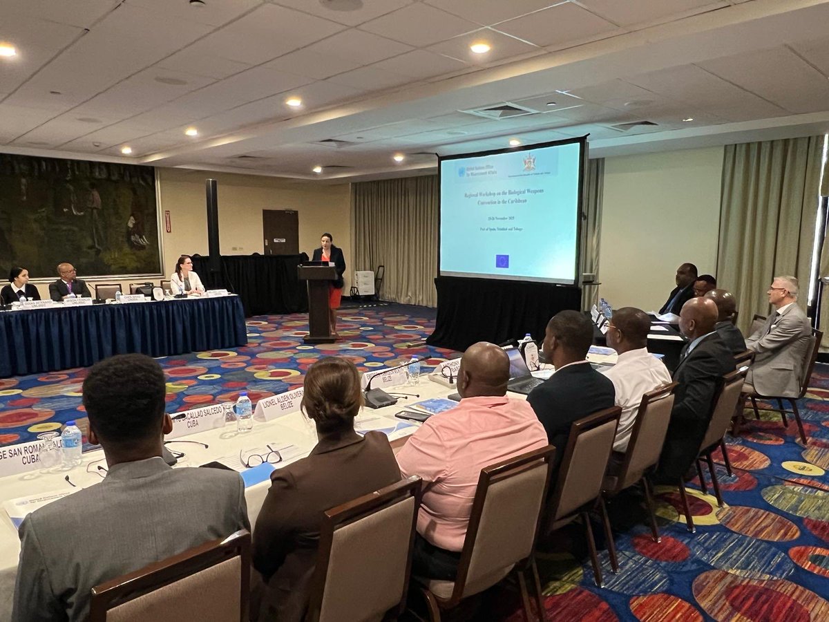 BWCISU's tweet photo. Day 2 of the Regional Workshop on #1972 in the Caribbean continues! 🌎💡

Today’s discussions focus on CBM reporting, One Health approach to biothreats and regional &amp; international cooperation opportunities 🤝

@EUinTandT @eu_eeas 
@UN_TandT @UNLIREC @ODA_Geneva https://t.co/ggraVMQlnZ
