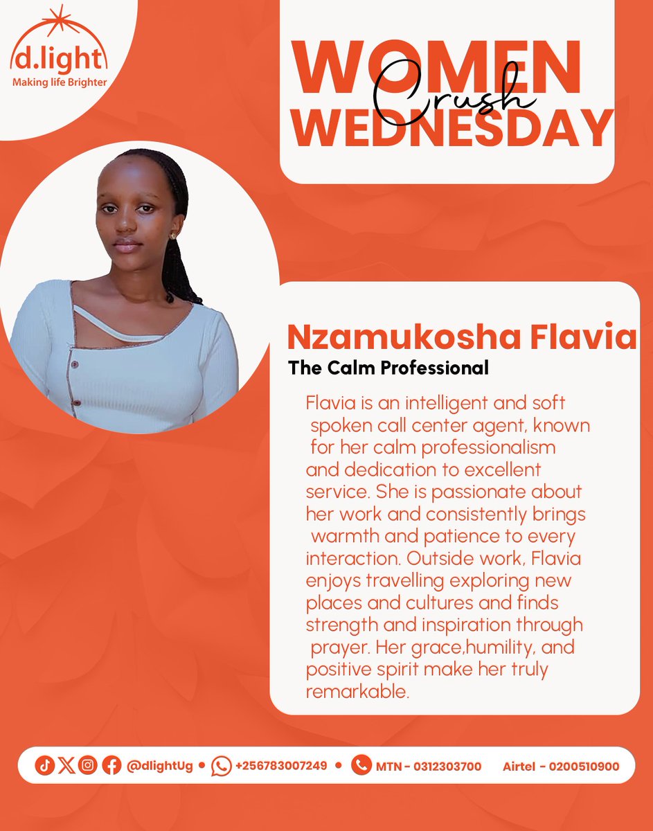 dlight_ug's tweet photo. The calm and professional Flavia is our WCW for this week!
#dlightUg
#MakingLifeBrighter
#WCW https://t.co/MTi9Mpc3kq