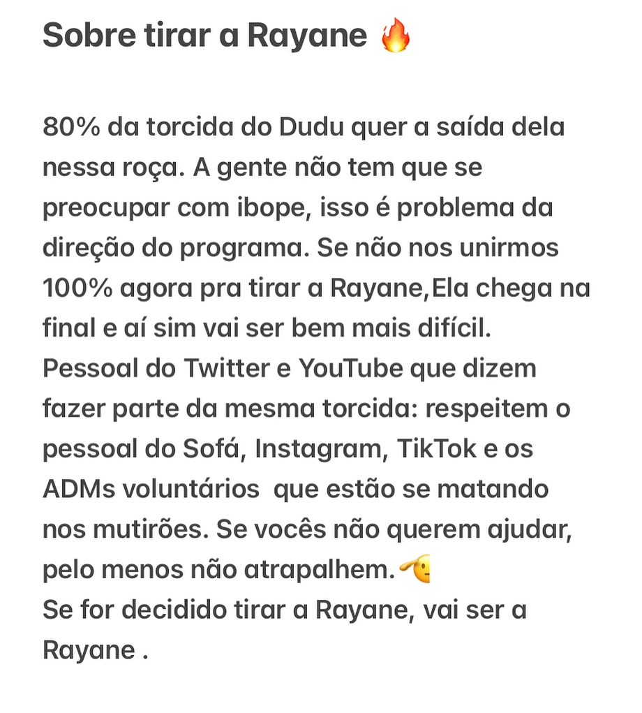 duducamargodudu's tweet image. Bora se unir 100% nessa Roça! #ForaRay #AFazenda #eliminaçãoafazenda