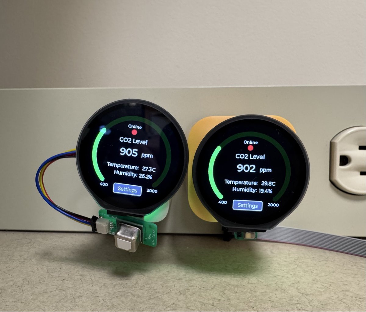 mikerankin's tweet image. Thank you to all for the design feedback and several small changes have made a big difference. SCD41 and STCC4 co2 values are now in sync. Copper pour pullback &amp;amp; drill holes, sensor extended tab helped big time. #esp32 #arduino #sensirion #altium #iot