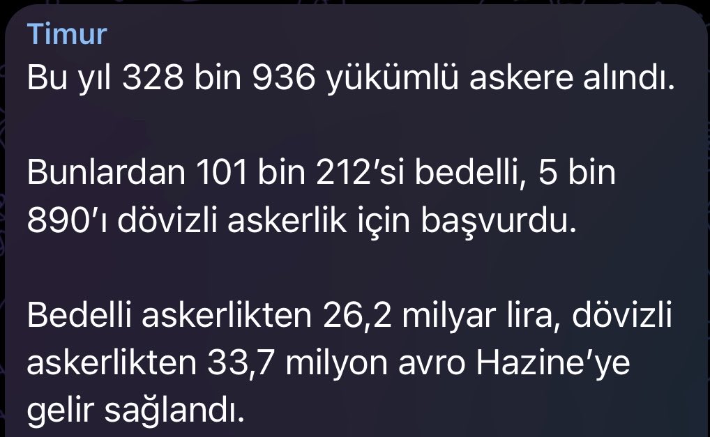 Dövizle Askerlik Kışlasız olarak sürdürülüyor gurbetçilerin yatırdığı tutar Türkiye’deki gençler tarafından yatırılan tutarla aynı dovizle.msb.gov.tr

Türkiye’deki gence de uygulanmasıyla Hazinemize milyarlarca lira gelir sağlayacak.

*Resim Alıntıdır #BedelliAskerlik