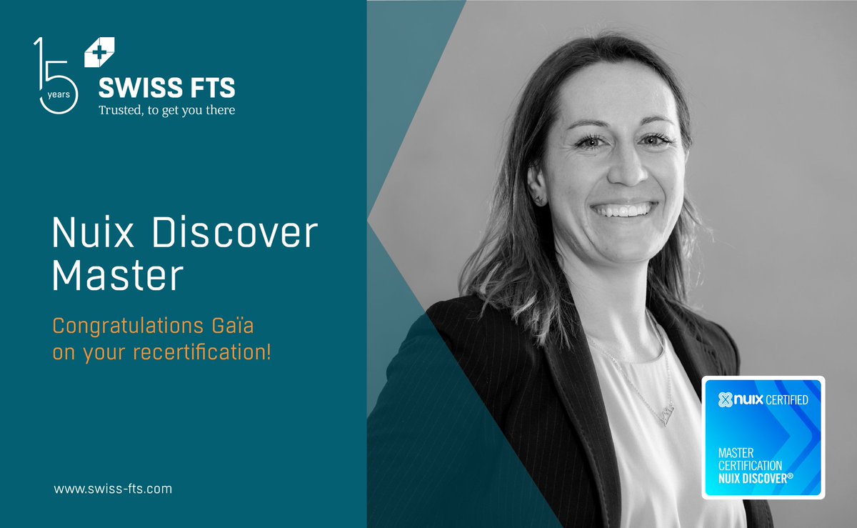 swissfts's tweet photo. Congrats to Gaïa Leblanc on renewing her Nuix Discover Master Certification! Her expertise strengthens our eDiscovery capabilities and client solutions. Proud to have her on the team. Read more: https://t.co/7SnM9VXQlU https://t.co/bknQIyQbn5