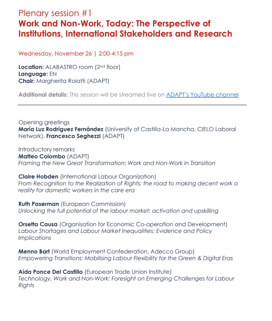 chialtilio's tweet image. Prima sessione plenaria della XV #ADAPTConference2025
Lavoro e non lavoro oggi: la prospettiva delle istituzioni, della ricerca e degli stakeholders internazionali