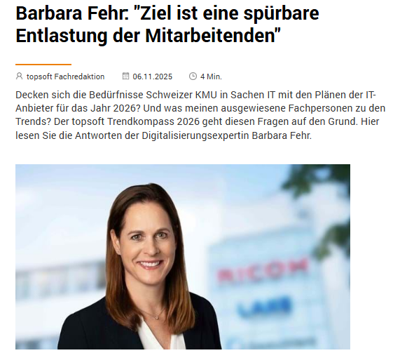 🔍 Was bewegt Schweizer KMU 2026? Ein Blick in den <a href="/topsoft_ch/">topsoft - Die Plattform für Digitales Business</a> Trendkompass lohnt sich: Unsere Director Office Services &amp; Strategic Planning, Barbara Fehr, gibt Antworten zu den wichtigsten Entwicklungen im KMU-Umfeld: cutt.ly/httXe94C