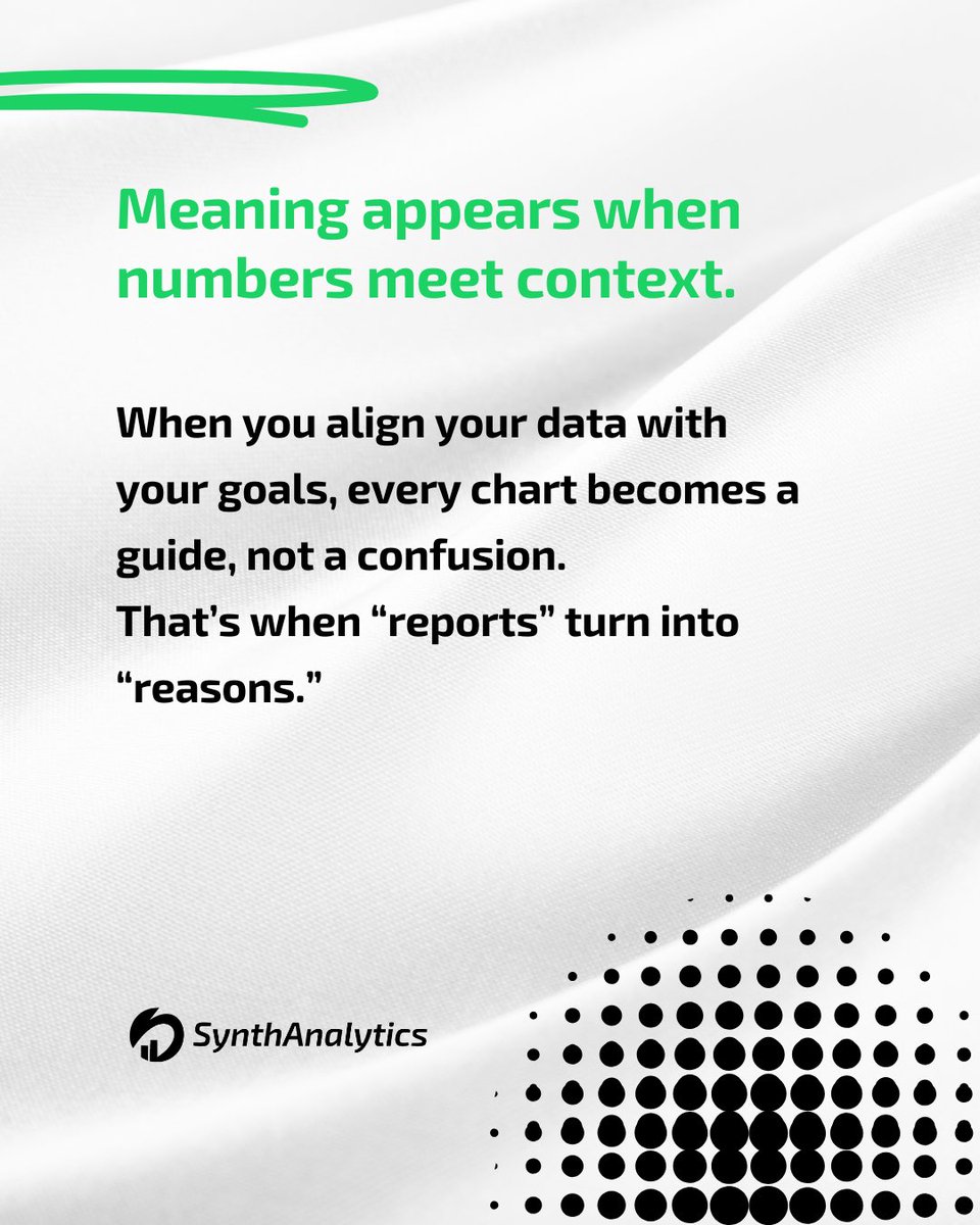 Synth_analytics's tweet image. 🔢 Every number has a voice—what’s yours saying?
Turn raw data into a story that drives decisions. Discover how to decode trends, spot hidden opportunities, and turn insights into action.
📊 @Synthanalytics: “Numbers are the plot; analytics is the narrative.
👉 #DataStory #sstvi