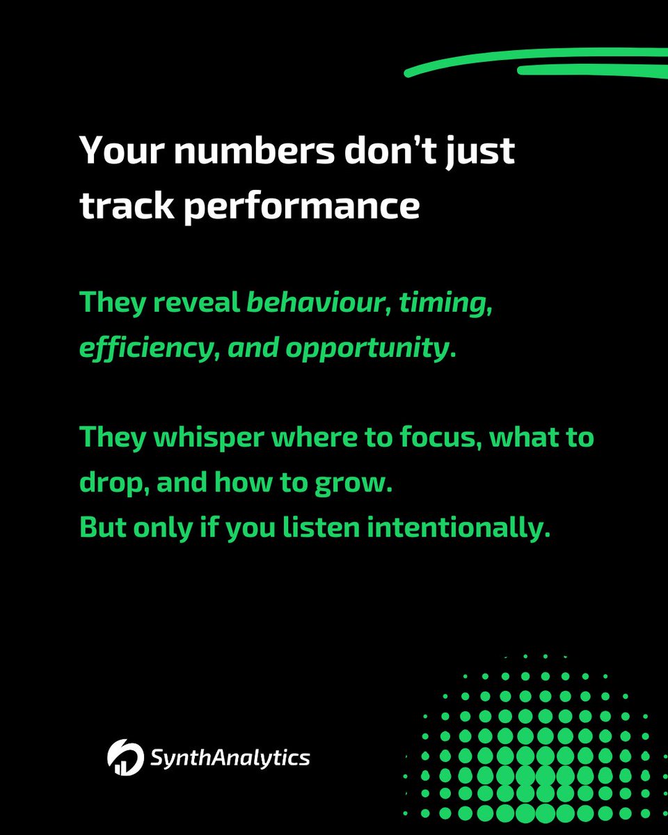 Synth_analytics's tweet image. 🔢 Every number has a voice—what’s yours saying?
Turn raw data into a story that drives decisions. Discover how to decode trends, spot hidden opportunities, and turn insights into action.
📊 @Synthanalytics: “Numbers are the plot; analytics is the narrative.
👉 #DataStory #sstvi