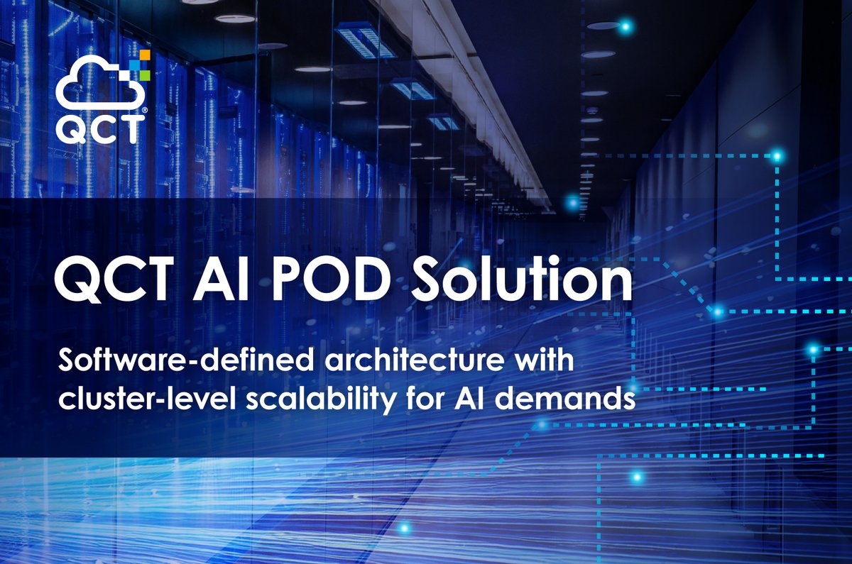 QuantaQCT's tweet image. Kickstart your #scalableAI journey with @QuantaQCT AI POD, an integrated solution featuring 8-72 GPU SKUs, advanced cooling, software services, and an end-to-end development workflow to help you unlock agility, performance, and operational efficiency. bit.ly/4oC8Y53