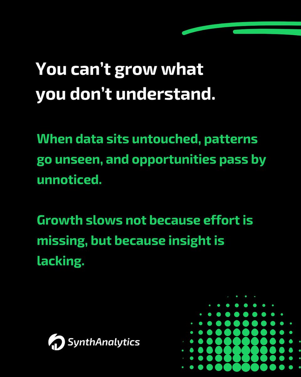 Synth_analytics's tweet image. 🔢 Every number has a voice—what’s yours saying?
Turn raw data into a story that drives decisions. Discover how to decode trends, spot hidden opportunities, and turn insights into action.
📊 @Synthanalytics: “Numbers are the plot; analytics is the narrative.
👉 #DataStory #sstvi