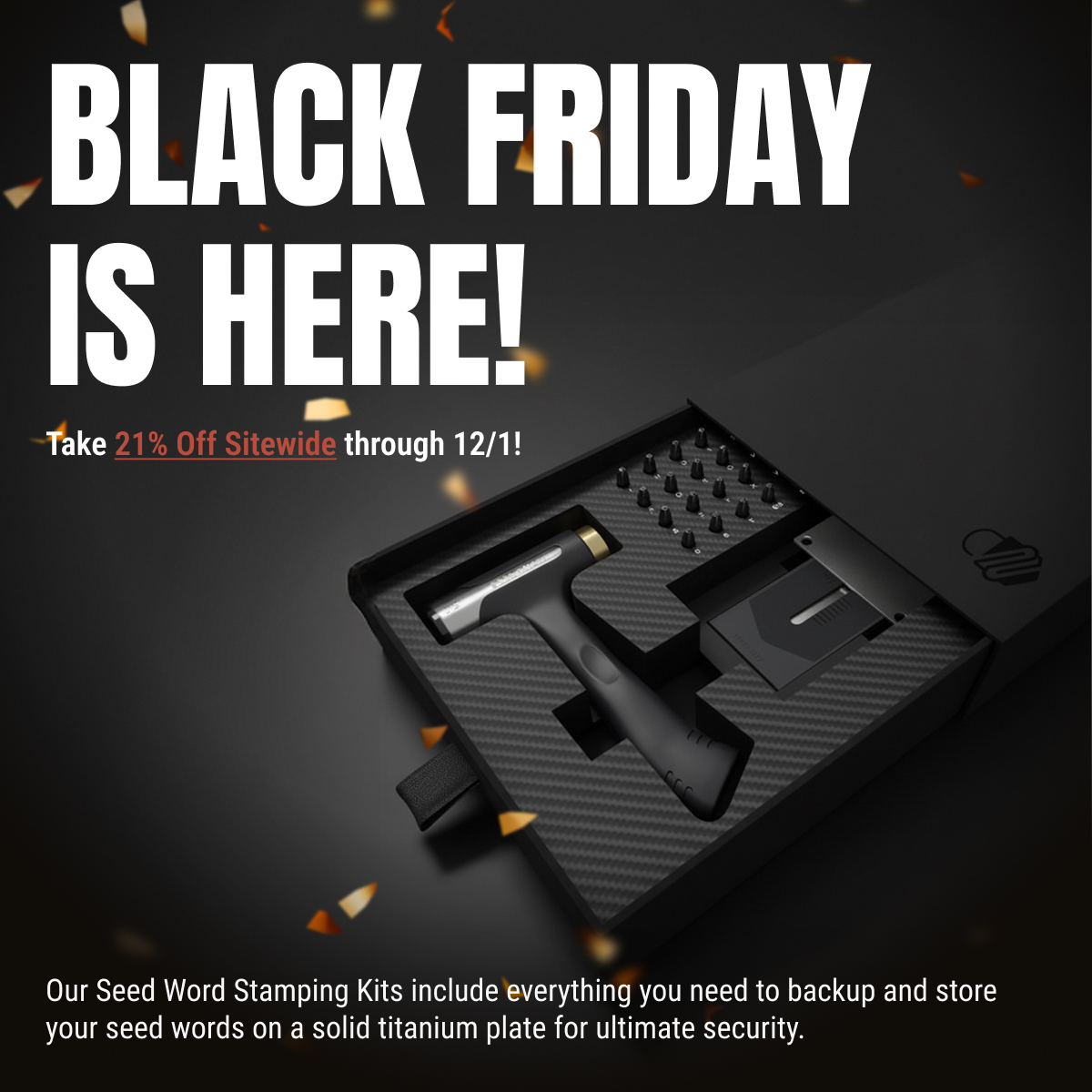 Stamp_Seed's tweet photo. ⚡️ Black Friday is LIVE! ⚡️
21% OFF sitewide — code CYBER21
Stamp your seed words into titanium.
Fireproof. Floodproof. Bank-proof.
Built for Bitcoiners who think long-term. 🔒
🎁 Peace of mind is the ultimate gift.
#Bitcoin #SeedBackup #SelfCustody https://t.co/YMsj21s3Oa
