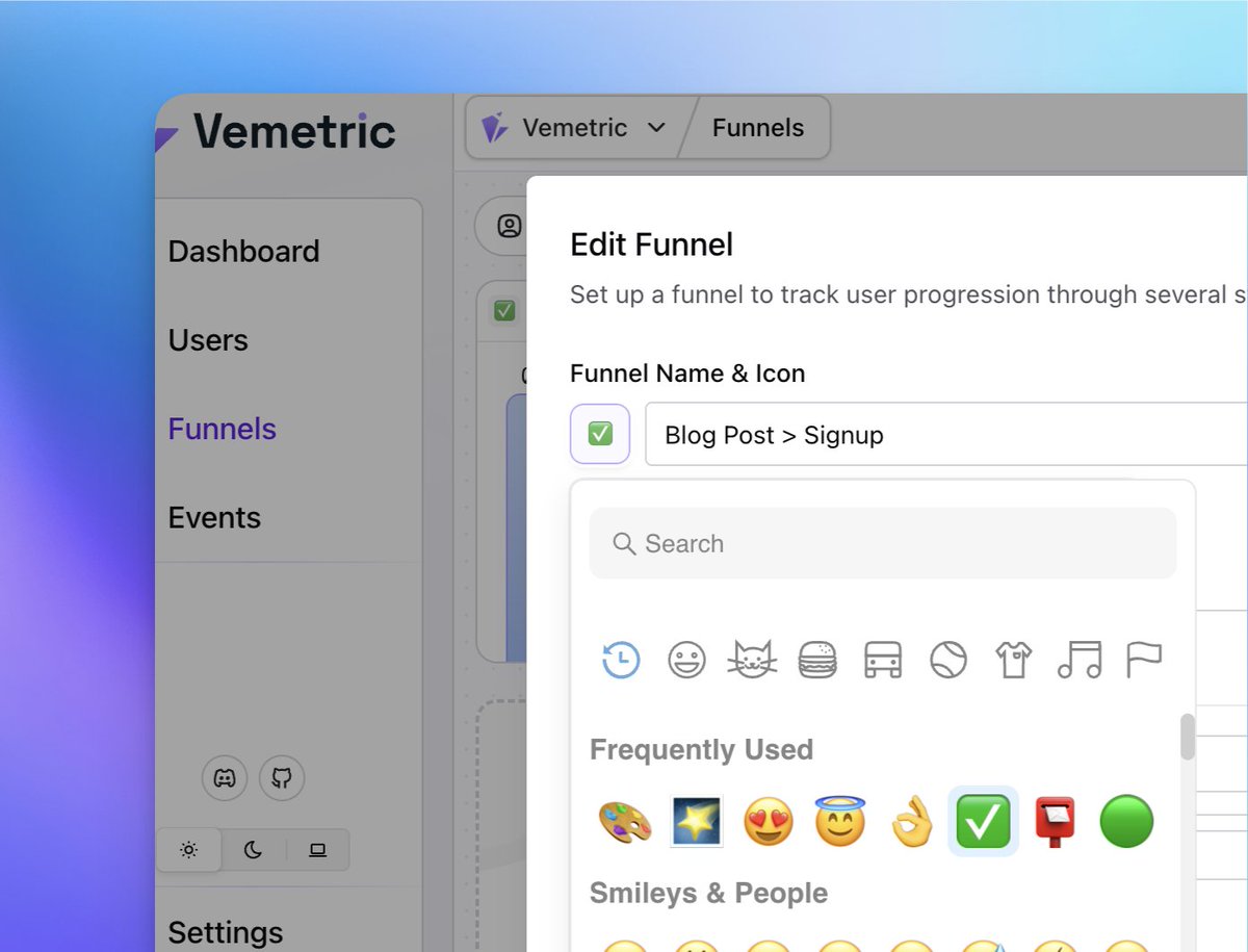 Finalmente reservei um tempo para analisar os PRs abertos da Vemetric 🔥
Agora é possível definir ícones personalizado