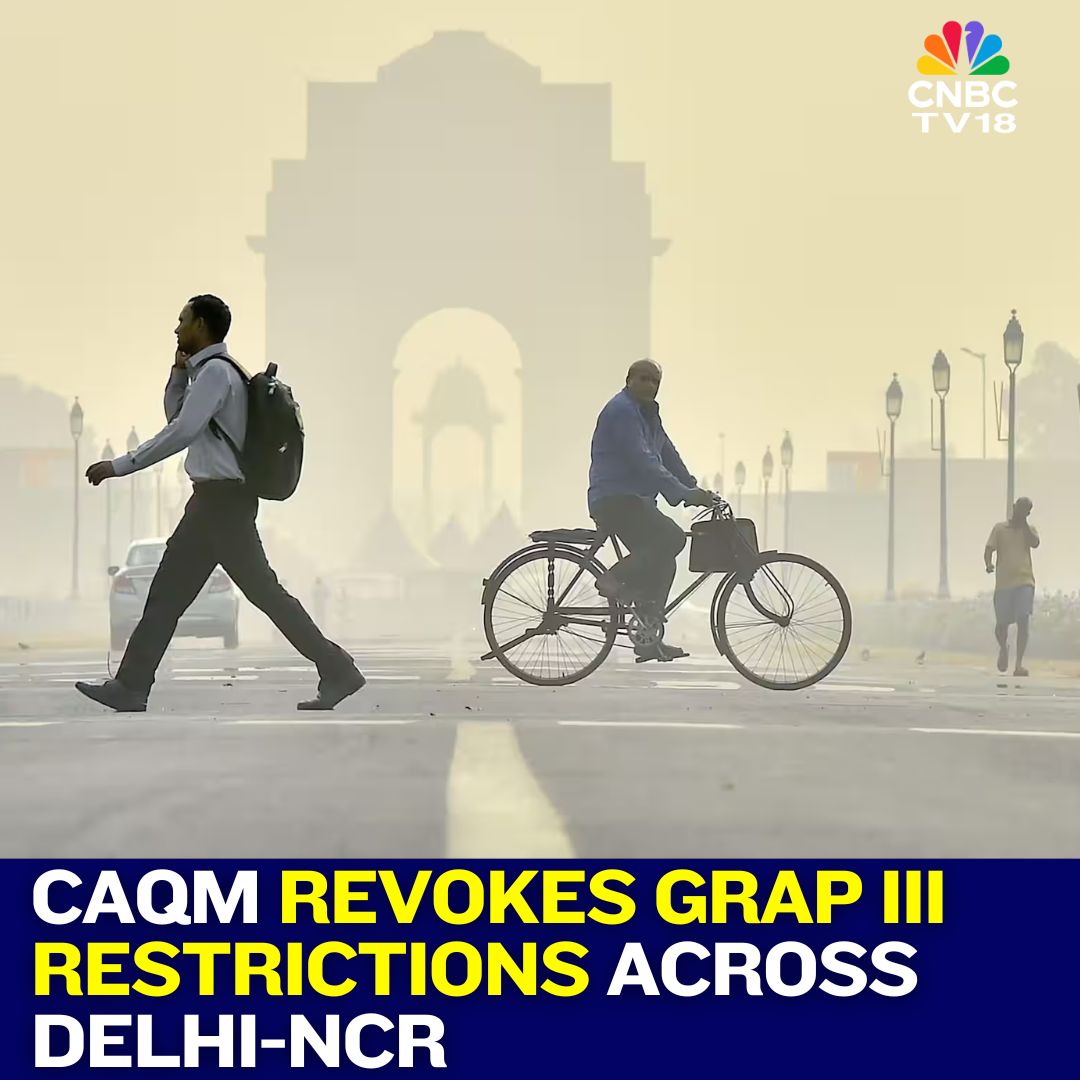 #DelhiAirPollution | The  <a href="/CAQM_Official/">Commission for Air Quality Management</a> has revoked Stage III curbs under the Graded Response Action Plan (#GRAP) in #DelhiNCR, citing improved air quality and favourable weather conditions  

Read on for more details |  <a href="/AjjayVaishnav/">Ajjay Vaishnav</a> |    #AirPollution #AirQuality