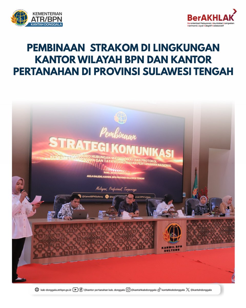 kantahdonggala's tweet photo. Halo #SobATR/BPN
Rabu, 26 November 2025
Kepala Subbagian Tata Usaha Kantor Pertanahan Kabupaten Donggala Ibu Fatmawaty, S.H., menghadiri undangan kegiatan Pembinaan Strakom yang diselenggarakan oleh Biro Hubungan Masyarakat dan Protokol
Selengkapnya di :
https://t.co/HyDIJxTGcf https://t.co/jHJ78yNhsv