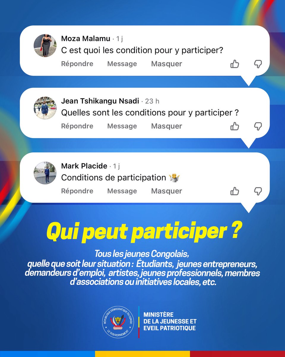 jeunesseEP_RDC's tweet image. #FAQ | À l’approche du Village des Opportunités, vous avez été très nombreux à interagir avec nos annonces par vos messages, commentaires, questions…
Comme prévu nous dévoilons progressivement toutes les informations pratiques pour vous permettre de préparer au mieux votre…