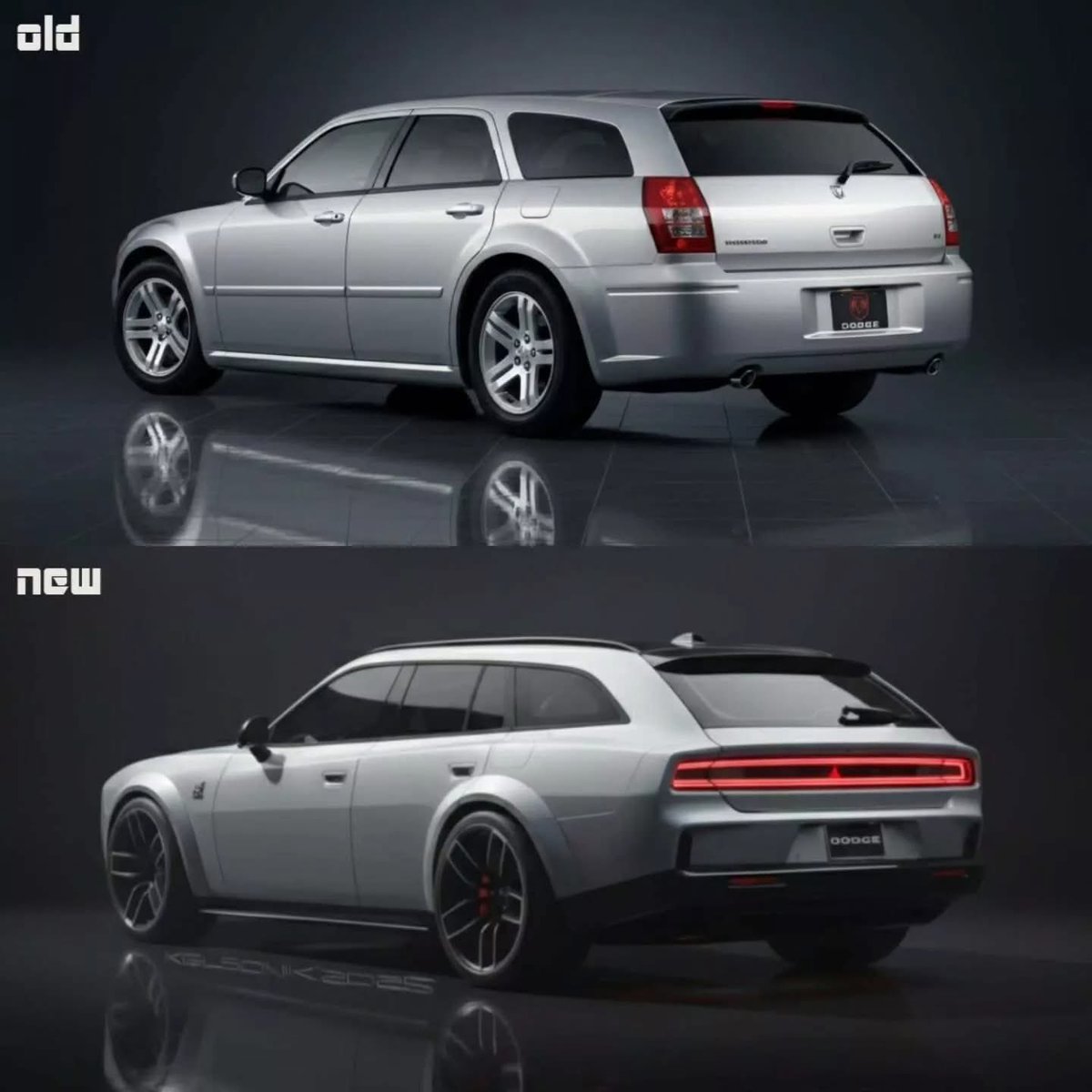 Ya que hay Charger de 2 y 4 puertas... ¿qué le cuesta a DODGE hacer realidad estos renders de Kelsonik? 🤔 Ya llevamos mucho tiempo sin una guayín Mopar... ¡la última Magnum se produjo hace casi 20 años, en 2008! 😬